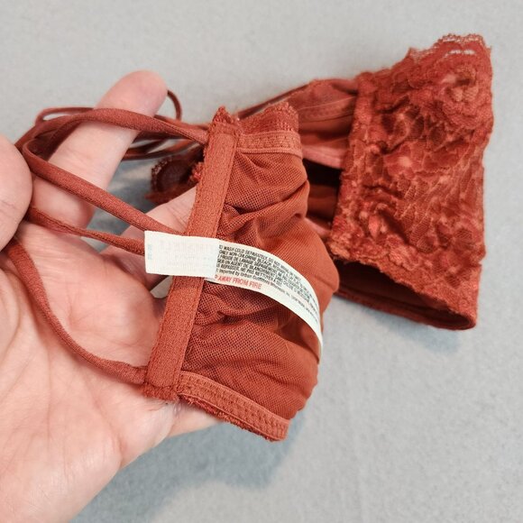 Free People Intimately FP Copper Lace Criss Cross Strappy Bra Bandeau UNpadded M - Picture 6 of 10